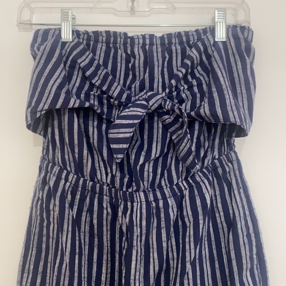 Aerie Blue White Stripe Strapless Jumpsuit size XS/TP - Picture 2 of 5